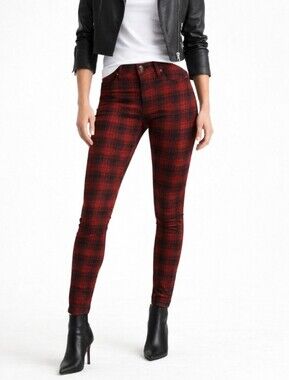 Liverpool Jeans Company Red Plaid Skinny Jegging Jeans 10